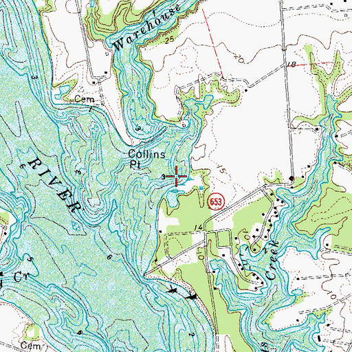 Topographic Map of Warehouse Creek, VA