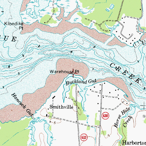 Topographic Map of Warehouse Point, VA