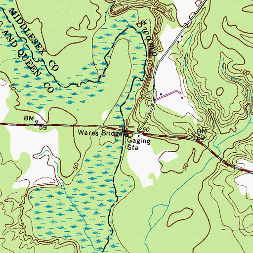 Topographic Map of Wares Bridge, VA