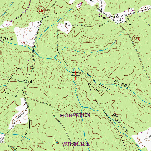 Topographic Map of Warner Branch, VA