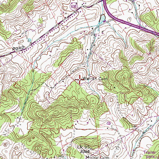 Topographic Map of Warren Cemetery, VA