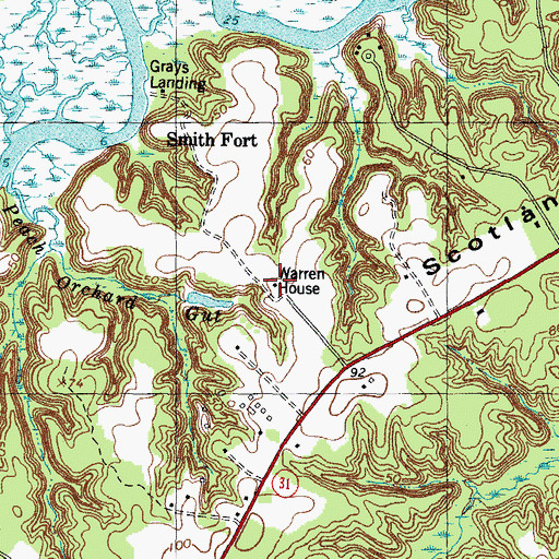 Topographic Map of Warren House, VA