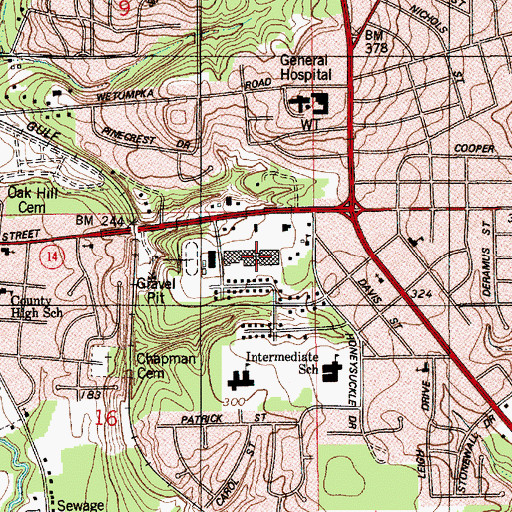 Topographic Map of Prattville Plaza Shopping Center, AL