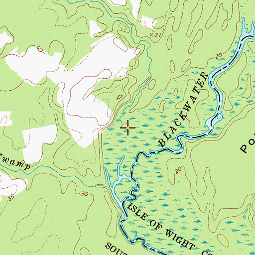 Topographic Map of Warwick Branch, VA