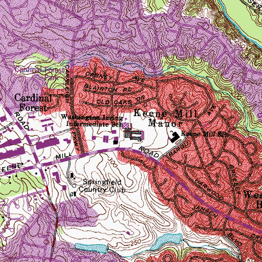 Topographic Map of Washington Irving Middle School, VA