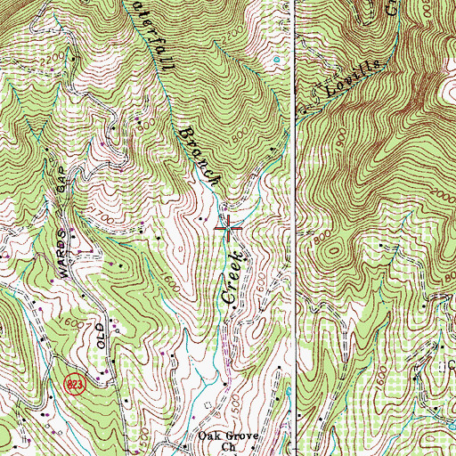 Topographic Map of Waterfall Branch, VA