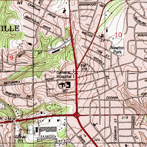Topographic Map of Prattville Square Shopping Center, AL