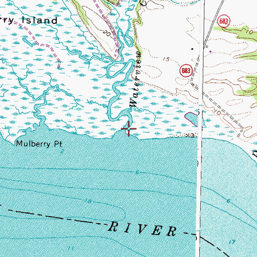 Topographic Map of Waterview Creek, VA