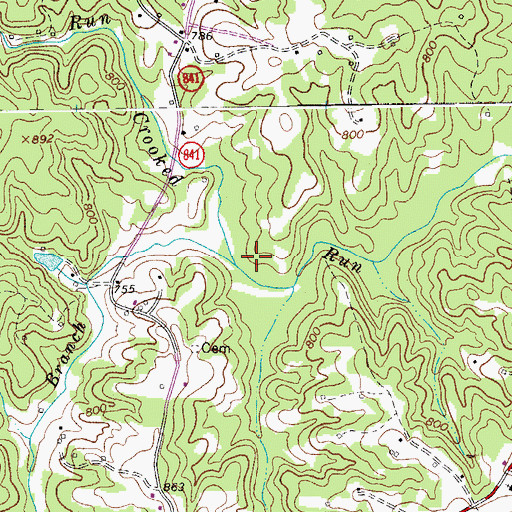 Topographic Map of Watkins Branch, VA