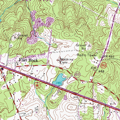Topographic Map of Watkins Cemetery, VA