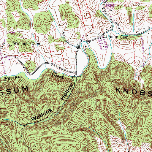 Topographic Map of Watkins Hollow, VA