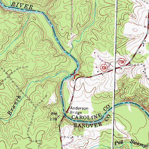 Topographic Map of Watleg Branch, VA