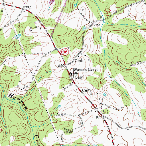 Topographic Map of Watson Level Church, VA