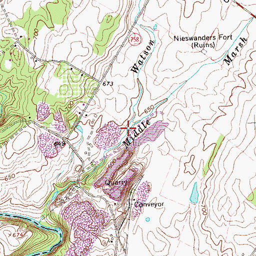 Topographic Map of Watson Run, VA