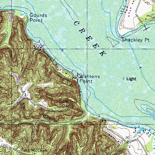 Topographic Map of Watsons Point, VA