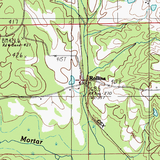 Topographic Map of Rollins, AL
