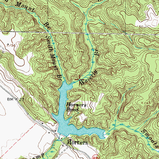 Topographic Map of Waverly Branch, VA