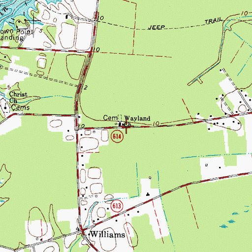 Topographic Map of Wayland Church, VA