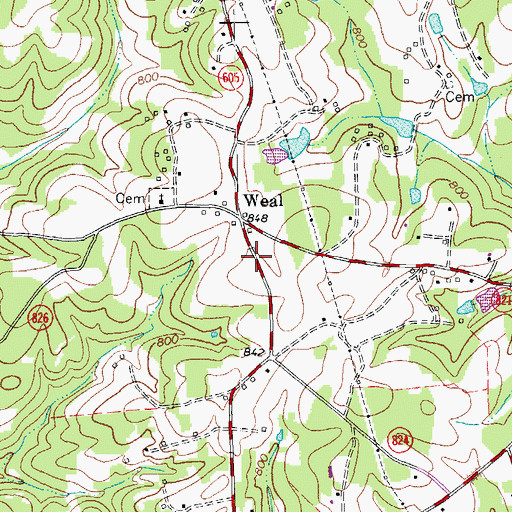 Topographic Map of Weal, VA