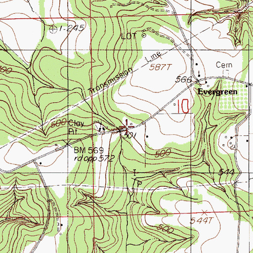 Topographic Map of Rutledge Church, AL