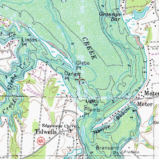 Topographic Map of Weatherall Creek, VA
