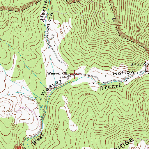 Topographic Map of Weaver Church, VA