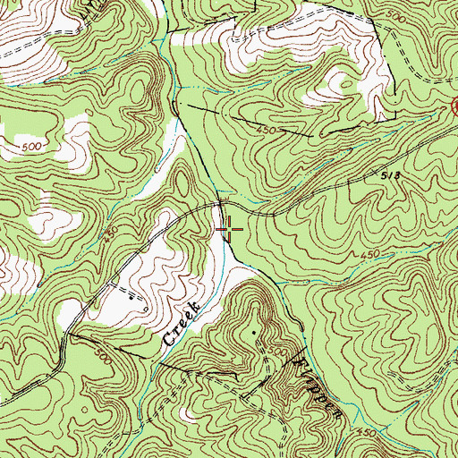 Topographic Map of Weaver Creek, VA