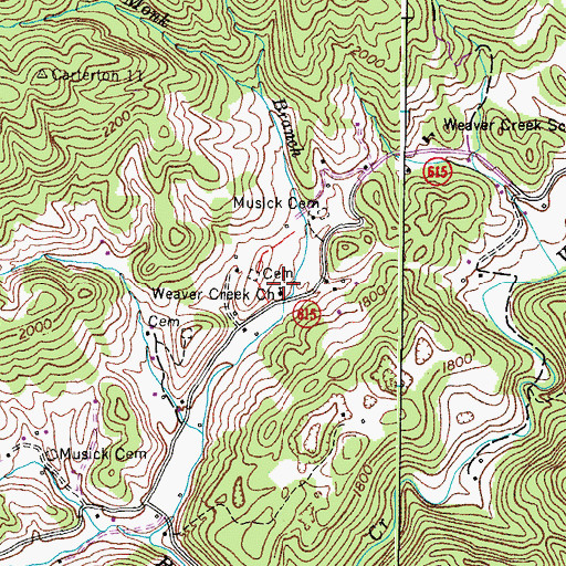 Topographic Map of Weaver Creek Church, VA