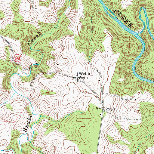 Topographic Map of Webb Cemetery, VA