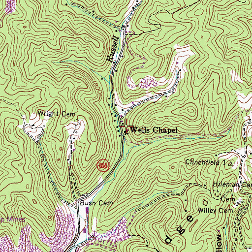 Topographic Map of Wells Chapel, VA