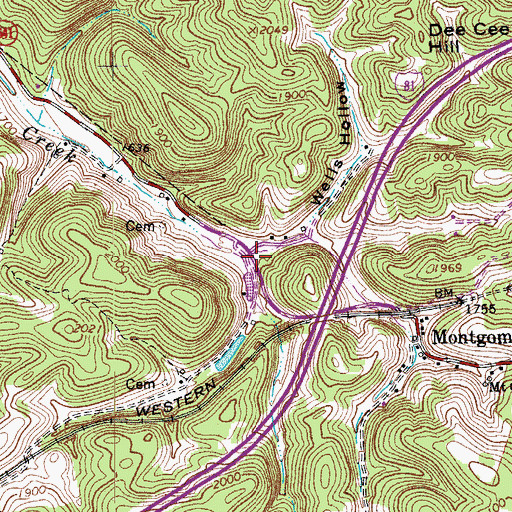 Topographic Map of Wells Hollow, VA