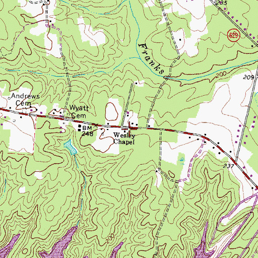 Topographic Map of Wesley Chapel, VA