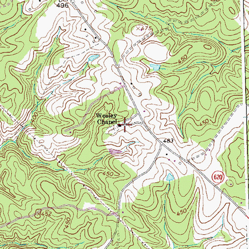Topographic Map of Wesley Chapel, VA