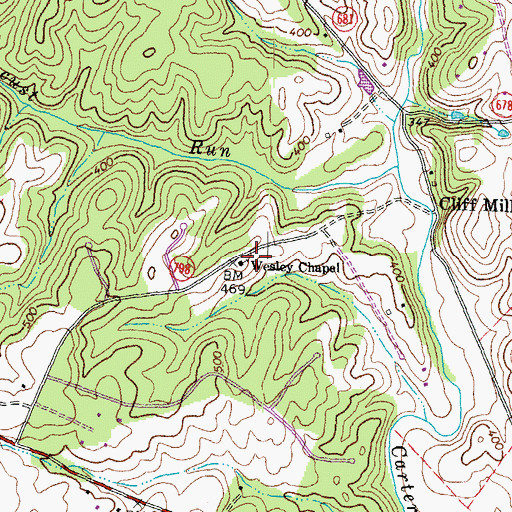 Topographic Map of Wesley Chapel, VA