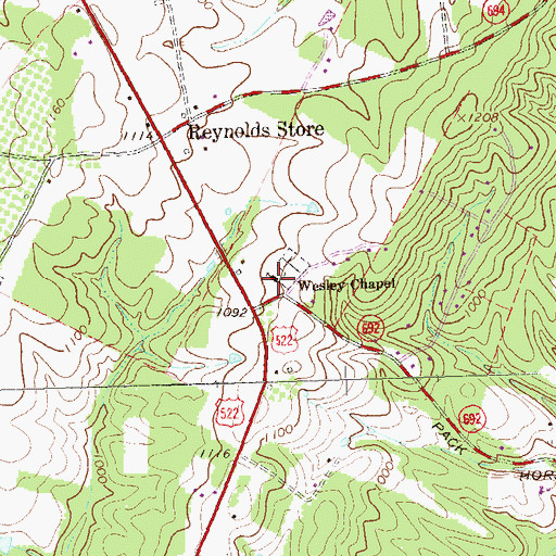 Topographic Map of Wesley Chapel, VA
