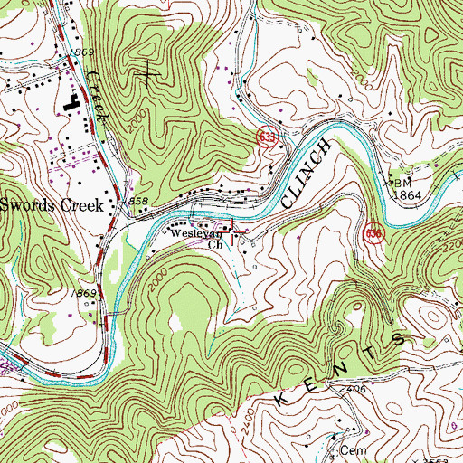 Topographic Map of Wesleyan Church, VA