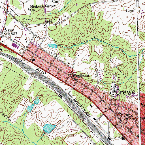 Topographic Map of Wesleyan Church, VA