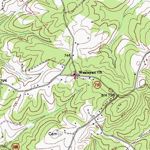 Topographic Map of Wesleyan Church, VA