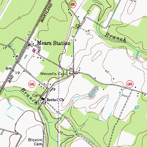 Topographic Map of Wessells Cemetery, VA