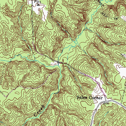Topographic Map of West Branch Mount Creek, VA