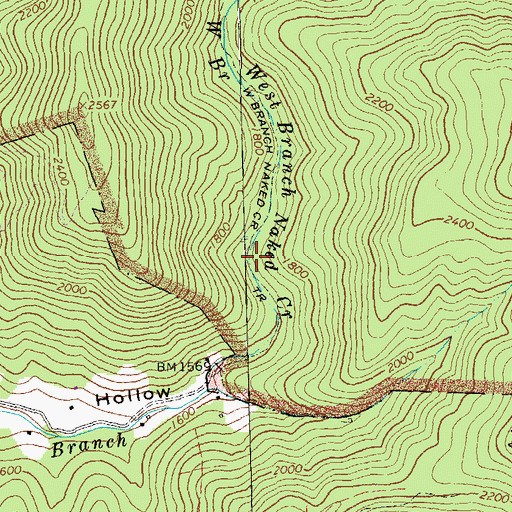 Topographic Map of West Branch Naked Creek Trail, VA
