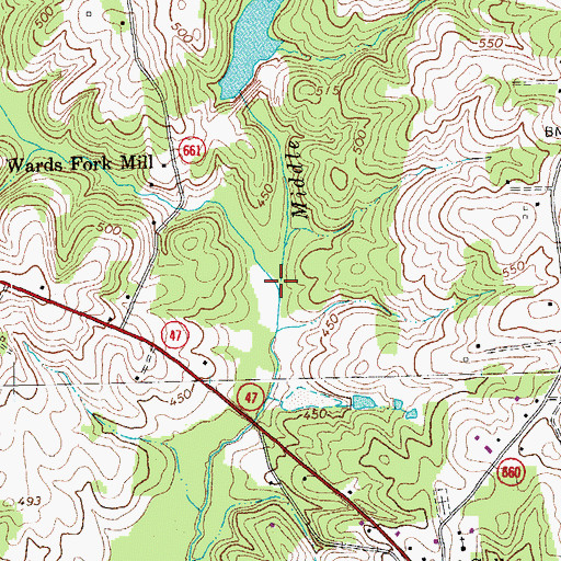 Topographic Map of West Branch Wards Fork Creek, VA