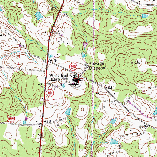 Topographic Map of West End High School, VA