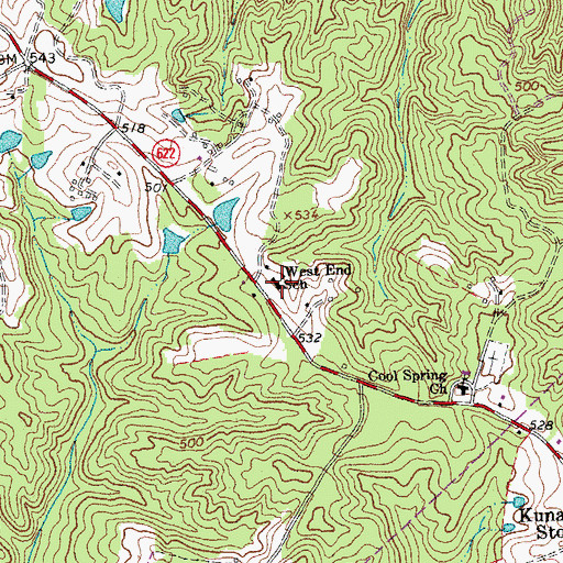 Topographic Map of West End School, VA