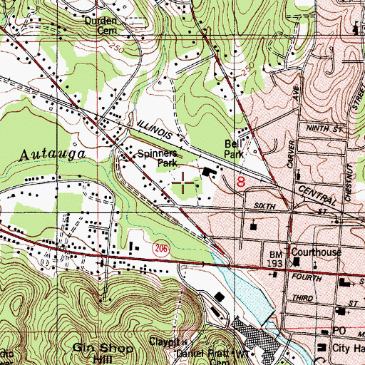 Topographic Map of Spinner Park, AL