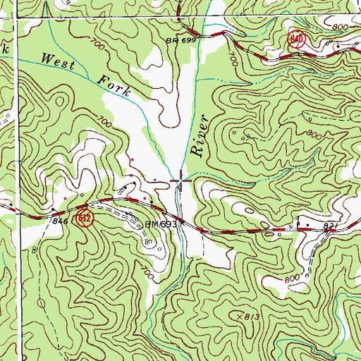 Topographic Map of West Fork Sandy River, VA