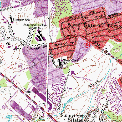 Topographic Map of West Gate Elementary School, VA