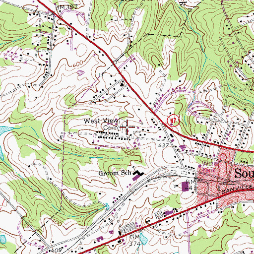 Topographic Map of West View Cemetery, VA