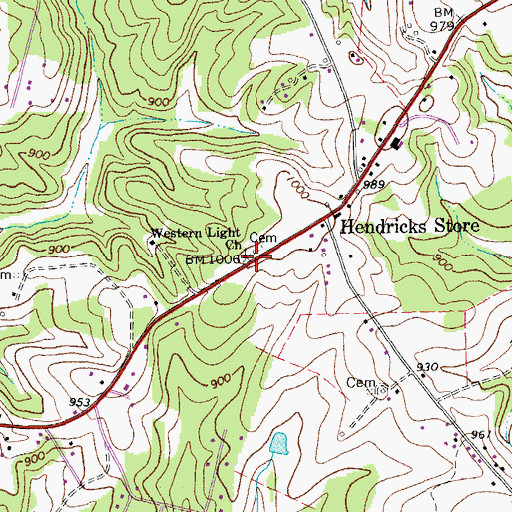 Topographic Map of Western Light Church, VA