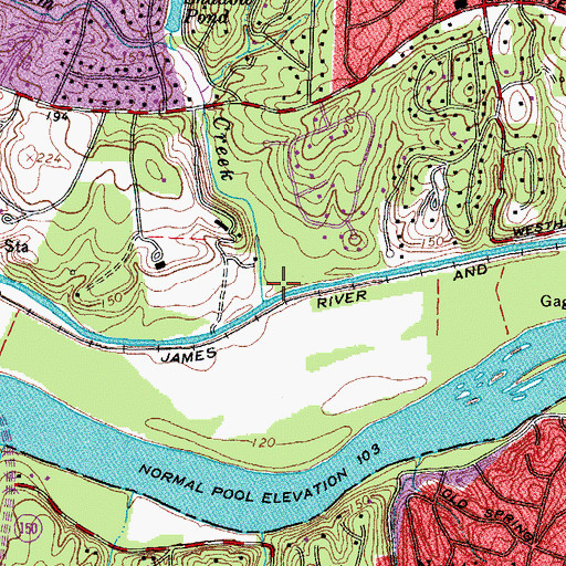 Topographic Map of Westham Creek, VA